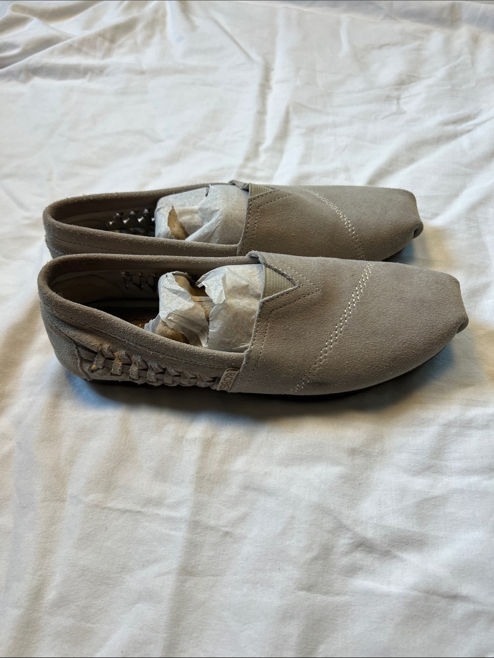 BOBS from Skechers Women's Slip-On Suede Loafers in Light Taupe
